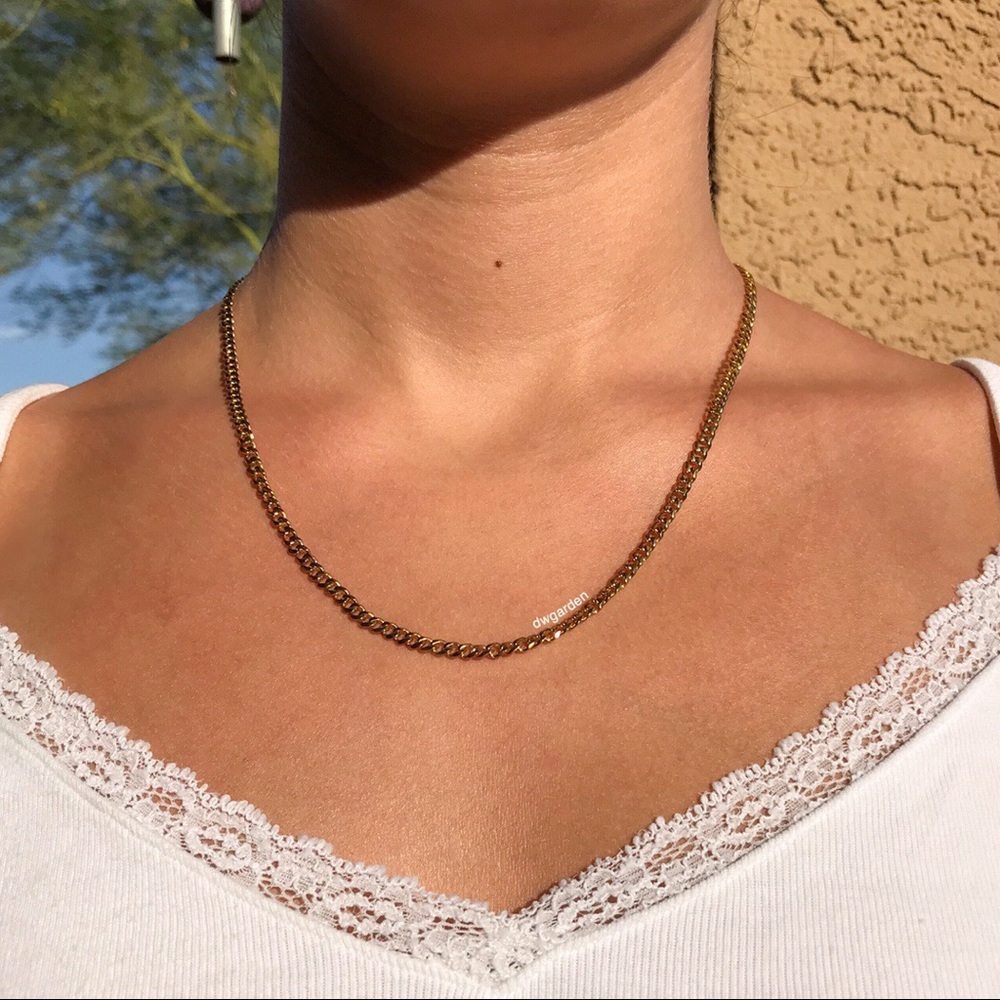 Thin Gold Curb Chain Necklace